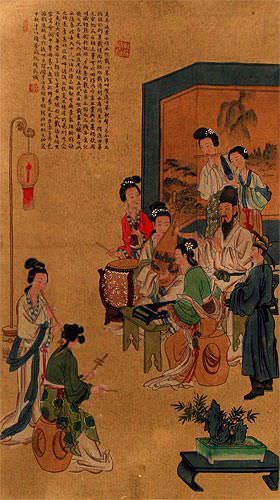 Musicians - Partial-Print Wall Scroll - Chinese Artwork