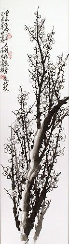 Traditional Chinese Plum Blossom Wall Scroll close up view