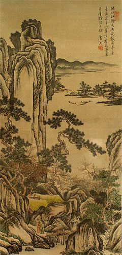 Serene Place - Chinese Landscape Print Wall Scroll close up view