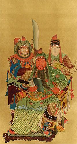 Three Brothers - Partial-Print Wall Scroll close up view