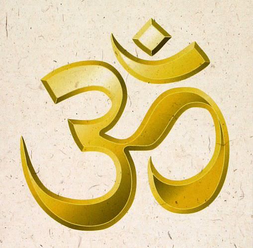 Om Symbol - Hindu / Buddhist Wall Scroll close up view