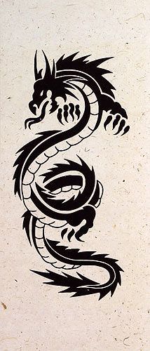 Black Dragon Print - Chinese Scroll close up view