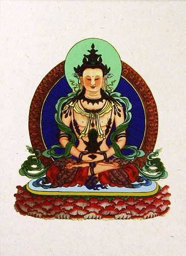 Buddha Deity Print - Wall Scroll close up view