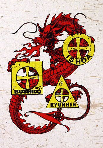 Bushido Ishoa Tomadachi Dragon - Wall Scroll close up view