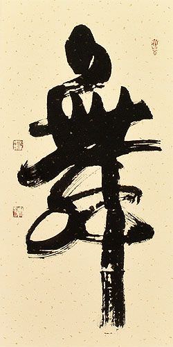 DANCE - Chinese Symbol / Japanese Kanji Wall Scroll close up view
