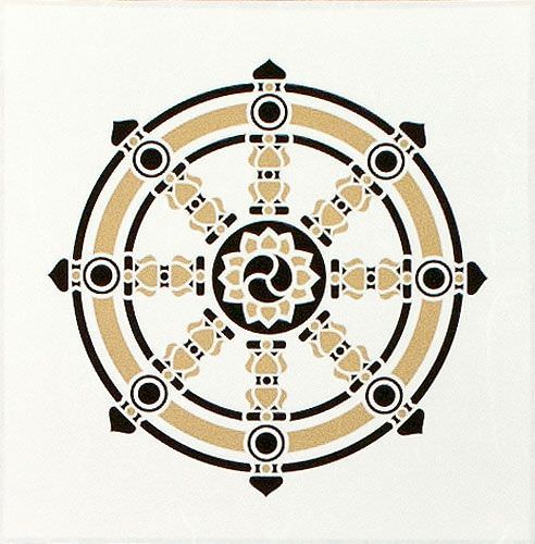 Buddhist Wheel Symbol Print - Wall Scroll close up view