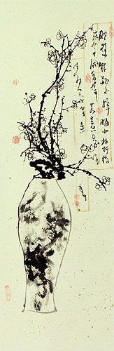 Plum Blossom Wall Scroll close up view