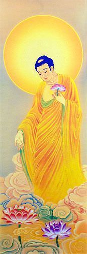 The Buddha Shakyamuni - Giclee Print - Wall Scroll close up view