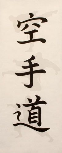 Shadow Karate-Do Japanese Kanji Wall Scroll close up view