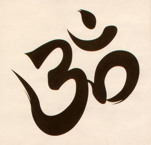 Om Symbol - Hindu / Buddhist Unryu Wall Scroll close up view