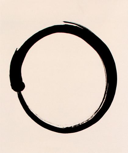 Enso - Buddhist Circle Calligraphy - Deluxe Wall Scroll close up view