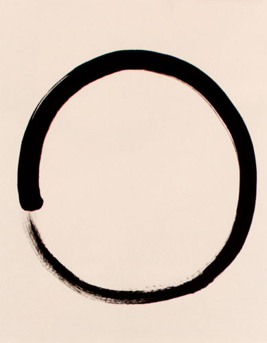 Enso - Buddhist Circle Symbol - Wall Scroll close up view