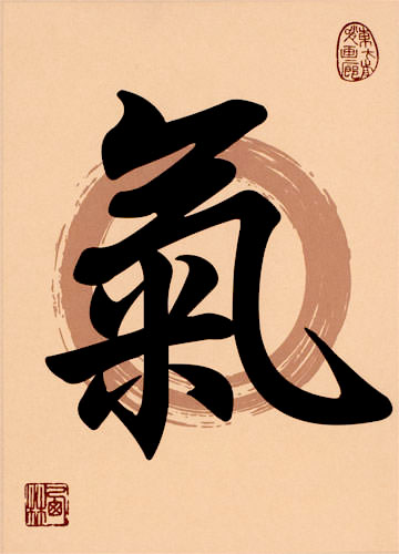 Spiritual Energy in Chinese and Japanese Kanji - Print Scroll close up view