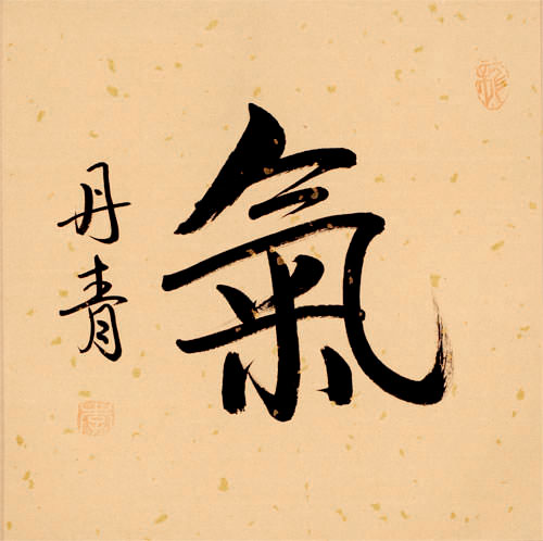 ENERGY - SPIRITUAL ESSENSE Chinese / Japanese Kanji Wall Scroll close up view