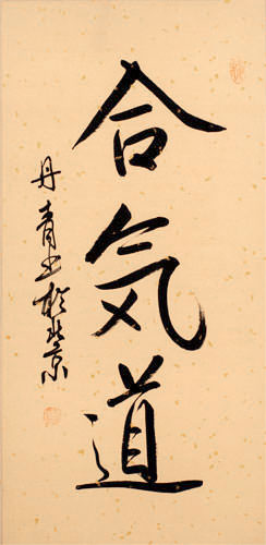 Japanese Aikido Kanji Character Scroll close up view