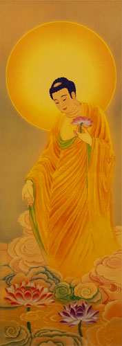 The Buddha Shakyamuni - Giclee Print - Wall Scroll close up view