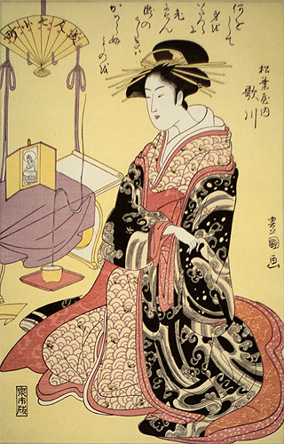 Utagawa of the Matsubaya - Japanese Print - Wall Scroll close up view