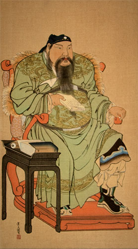 Portrait of a Chinese Man - Tojinbutsu - Print Reproduction Wall Scroll close up view