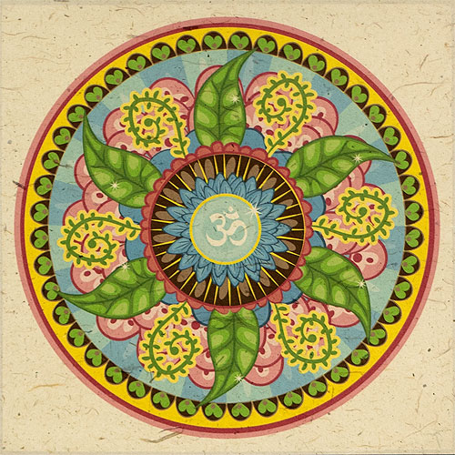 Colorful Meditation Mandala Flower - Giclee Print Scroll close up view