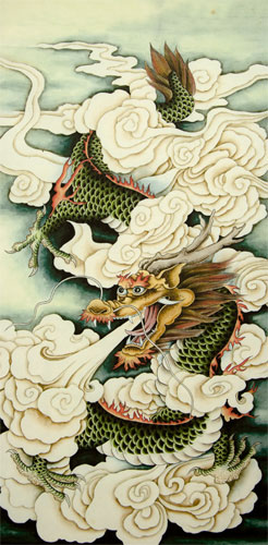 Large Dragon Print - Wall Scroll close up view