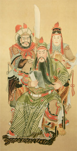 Three Brothers - Chinese Print Wall Scroll close up view