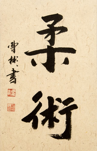 Peaceful Serenity - Japanese Kanji and Chinese Calligraphy Scroll close up view
