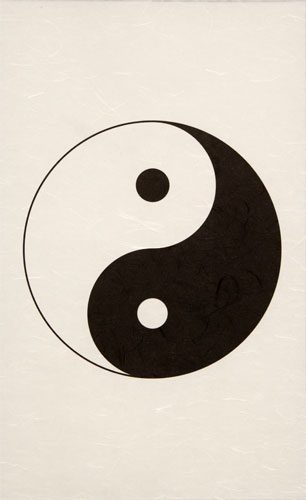 Yin Yang Symbol - Long Wall Scroll close up view