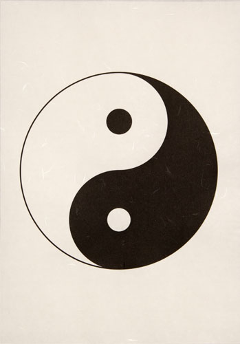 Yin Yang Symbol - Long Wall Scroll close up view
