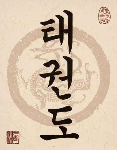 Artisan Taekwondo Korean Hangul Print Scroll close up view