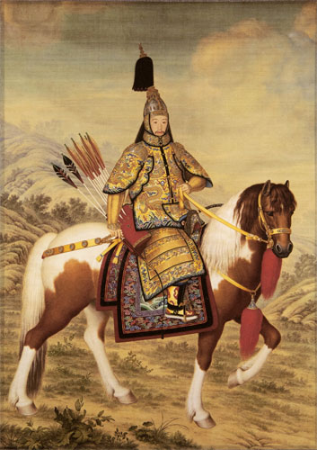 Emperor Qianlong - 1758 Print Reproduction - Chinese Wall Scroll close up view