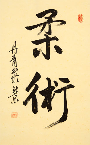 Jujitsu / Jujutsu - Japanese Calligraphy Scroll close up view