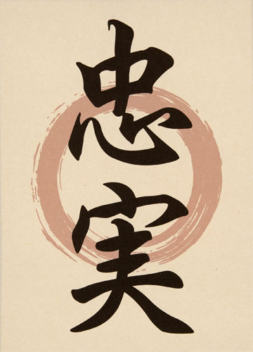 Loyal/Loyalty Japanese Kanji Print Wall Scroll close up view