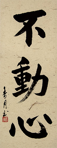 Immovable Mind - Fudoshin - Japanese Kanji Scroll close up view