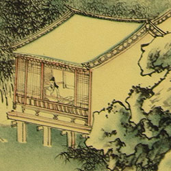 Winter in the Mountain Village - Ancient Chinese Landscape Print Scroll detail view