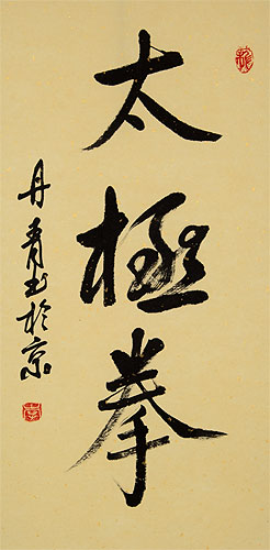 Tai Chi Fist / Taiji Quan - Chinese Calligraphy Scroll close up view