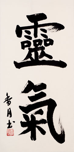 Reiki - Japanese Kanji Wall Scroll close up view