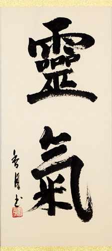 Reiki - Japanese Kanji Wall Scroll close up view