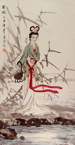 Xi Shi - Fairest Beauty of Ancient China Wall Scroll close up view