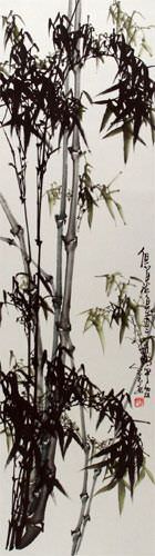 Chinese Bamboo Wall Scroll close up view