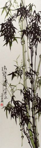 Chinese Bamboo Wall Scroll close up view