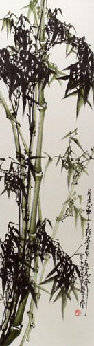 Chinese Bamboo Wall Scroll close up view