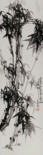 Chinese Bamboo Wall Scroll close up view