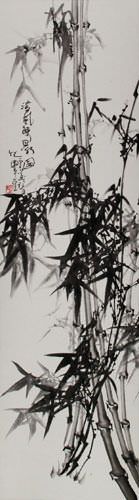 Chinese Bamboo Wall Scroll close up view
