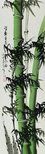 Chinese Bamboo Wall Scroll close up view