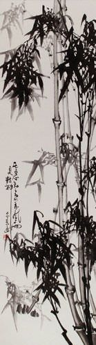 Chinese Bamboo Wall Scroll close up view