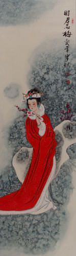 Zhao-Jun Distinguished Beauty of Ancient China Wall Scroll close up view