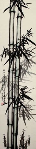 Traditional Bamboo Wall Scroll close up view