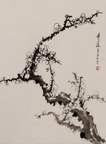 Fragrance - Plum Blossom Wall Scroll close up view