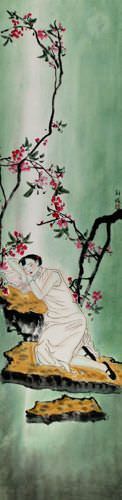 Resting Woman Wall Scroll close up view