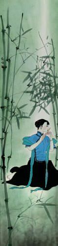 Beautiful Woman of China Wall Scroll close up view